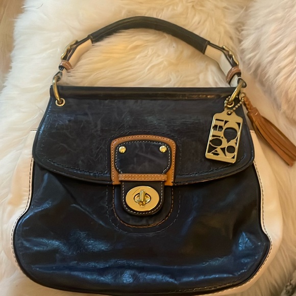 Navy and white Coach Crossbody - Picture 1 of 6